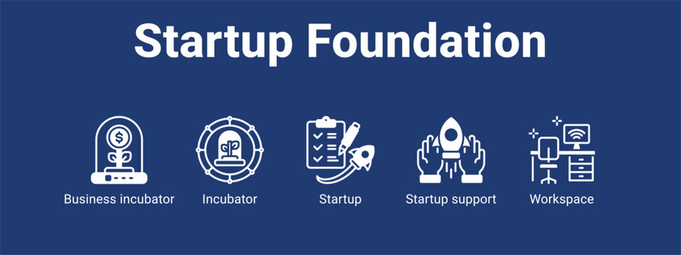 Startup Foundation web banner icon vector illustration concept for  with icon of Business incubator, Incubator, Startup.