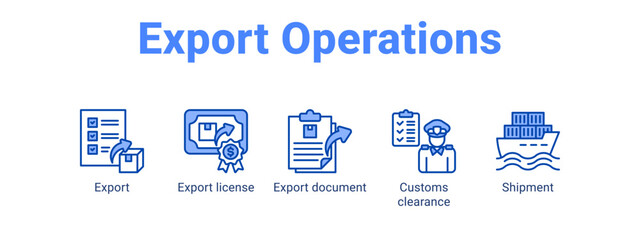 Export Operations web banner icon vector illustration concept for  with icon of Export, Export license, Export document.