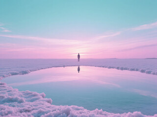 Silhouette at Salt Mirror Plain Liminal Space