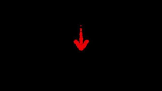 Brush stock marker down arrow animation on black background. hand drawn down direction