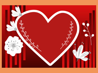 Romantic Heart Illustration with Floral Elements