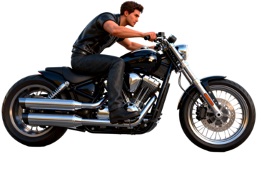 Man Riding a Black Motorcycle