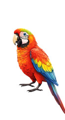 Fototapeta premium Vibrant Watercolor Macaw Parrot Illustration with Colorful Feathers and Artistic Blurry Background png alpha channel isolated on transparent background
