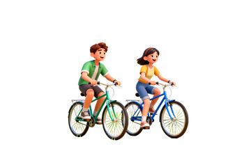 Fototapeta premium Two Children Riding Bicycles Together