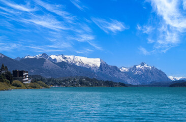 Argentina, Patagonia, Bariloche lake shore of Nahuel Huapi lake close to historic city center.