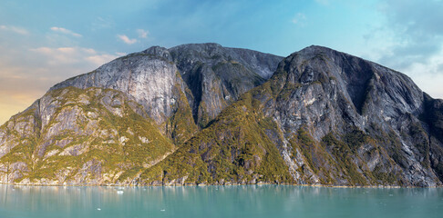 Cruise to Alaska and Norway, Tracy Arm fjord and glacier on the scenic passage with landscapes and views