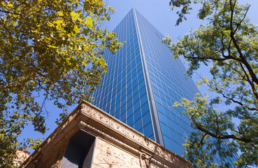 USA, streets of Portland city downtown, financial center and Pioneer Village district.