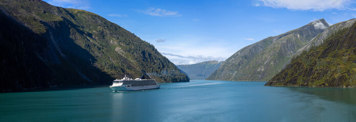 Cruise to Alaska and Norway, Tracy Arm fjord and glacier on the scenic passage with landscapes and views