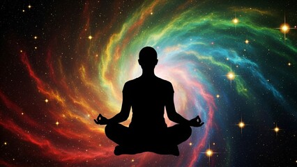 Cosmic meditation: Finding inner peace amidst the vibrant hues of the universe experience