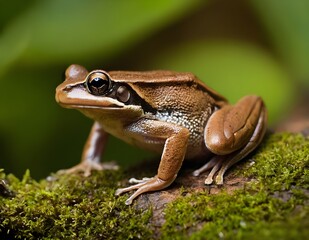 Naklejka premium closeup of a wood frog (lithobates sylvaticus)