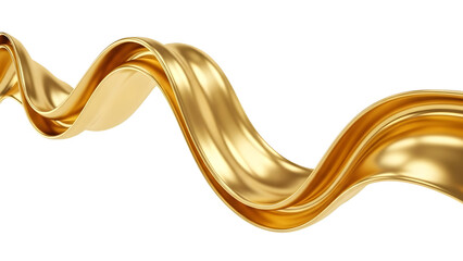 Abstract flowing liquid gold ribbon with elegant curves and highlights luxury and wealth with shiny