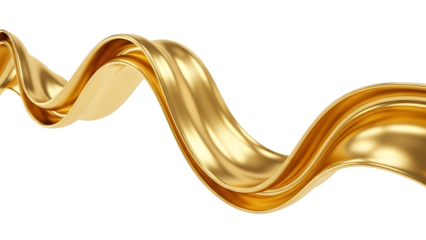 Abstract flowing liquid gold ribbon with elegant curves and highlights luxury and wealth with shiny