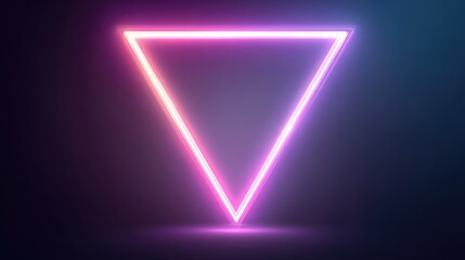 Fototapeta premium Vibrant Neon Triangle Shape Against Dark Background, Glowing with Pink and Purple Light, Perfect for Modern Design, Technology, and Creative Contexts