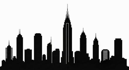 Obraz premium ​Minimalist city skyline silhouette with elegant gradient background. Modern urban vector design.