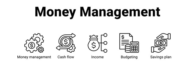 Money Management web banner icon vector illustration concept for  with icon of Money management, Cash flow, Income.