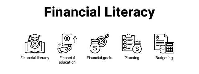 Financial Literacy web banner icon vector illustration concept for  with icon of Financial literacy, Financial education, Financial.