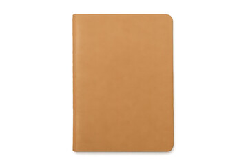 Blank tan leather notebook journal with transparent background