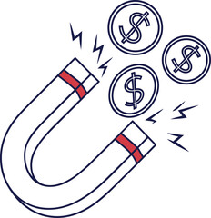money magnet icon outline vector
