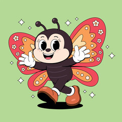 Cartoon Butterfly Character with Sparkles