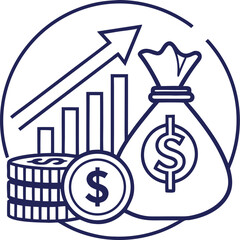 save money coin and money bag graph investment