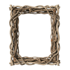 Rustic square wreath frame isolated on transparent background