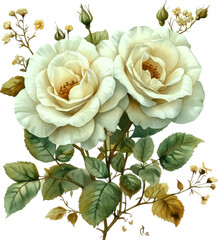Elegant White Rose Bouquet with Green Leaves