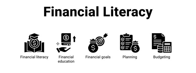 Financial Literacy web banner icon vector illustration concept for  with icon of Financial literacy, Financial education, Financial.