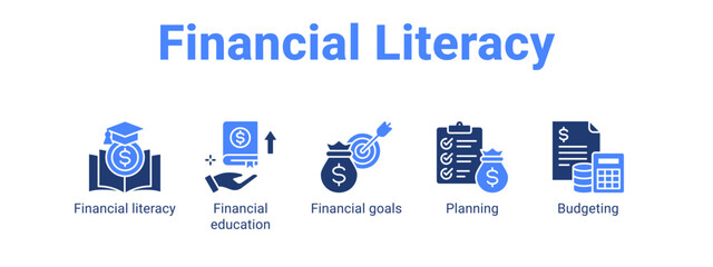 Financial Literacy web banner icon vector illustration concept for  with icon of Financial literacy, Financial education, Financial.