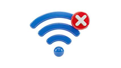 3D Wi-Fi Symbol with Red 'X' Icon