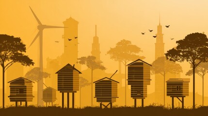 Beekeeping Future Banner Showing Modern Apiary Scene With Focus on Sustainability and Balance of Tradition and Innovation