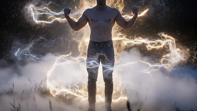 Dynamic Lightning Effects with Human Silhouettes in Stormy Environment.