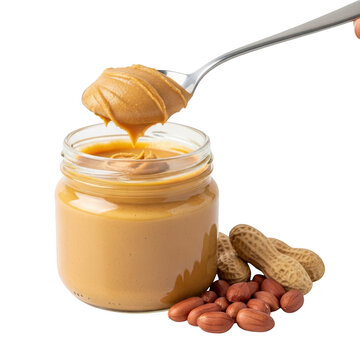Spoonful of peanut butter isolated on transparent background