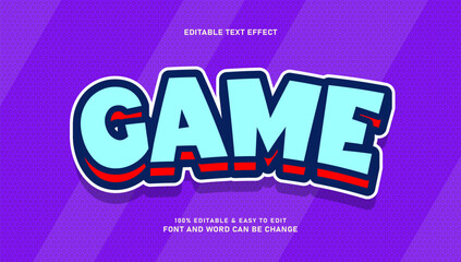 Cartoon Game Text Effect with Editable 3D Style and Purple Background
