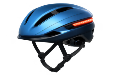 Modern blue cycling helmet providing protection and visibility with integrated smart led lights, ideal for safe riding