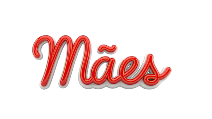Red 3D Text "M?es" on White Background