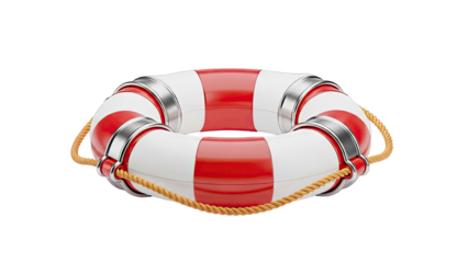 Red and White Lifebuoy with Rope