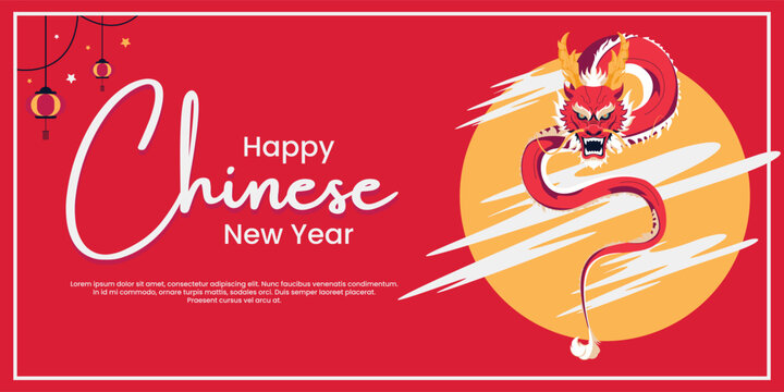 Festive Chinese New Year Banner with Dragon