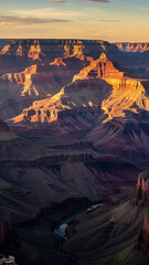 Canyon Sunset Landscape with Dramatic Cliffs and Shadows