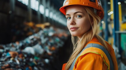 Female engineer working in waste management facility