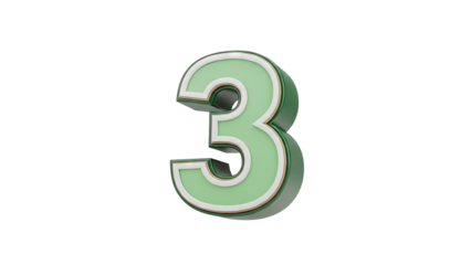 3D Green Number 3