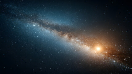 Fototapeta premium A mesmerizing view of the galaxy. It features a galaxy's bright center, stars and celestial phenomena