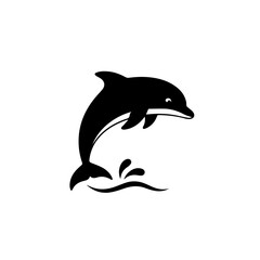 Obraz premium Cute dolphin swimming isolated on a white background in a simple vector illustration style