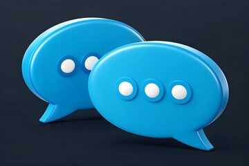 Blue Chat Message Icon with Text Lines