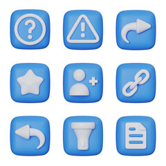 Blue square User Interface 3D Icon Set