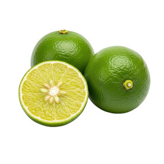Three limes isolated on transparent background
