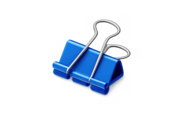 Blue metal binder clip for office, school, business, and home organization, holding documents together with a secure clamp