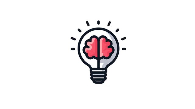 A simple illustration of a lightbulb with a brain inside, symbolizing creativity and ideas