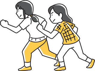 スタートの構えをする2人の女の子