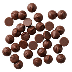 Chocolate covered almonds isolated on transparent background