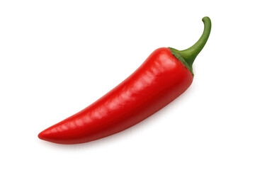 Red chili pepper pod generating spicy heat on transparent background